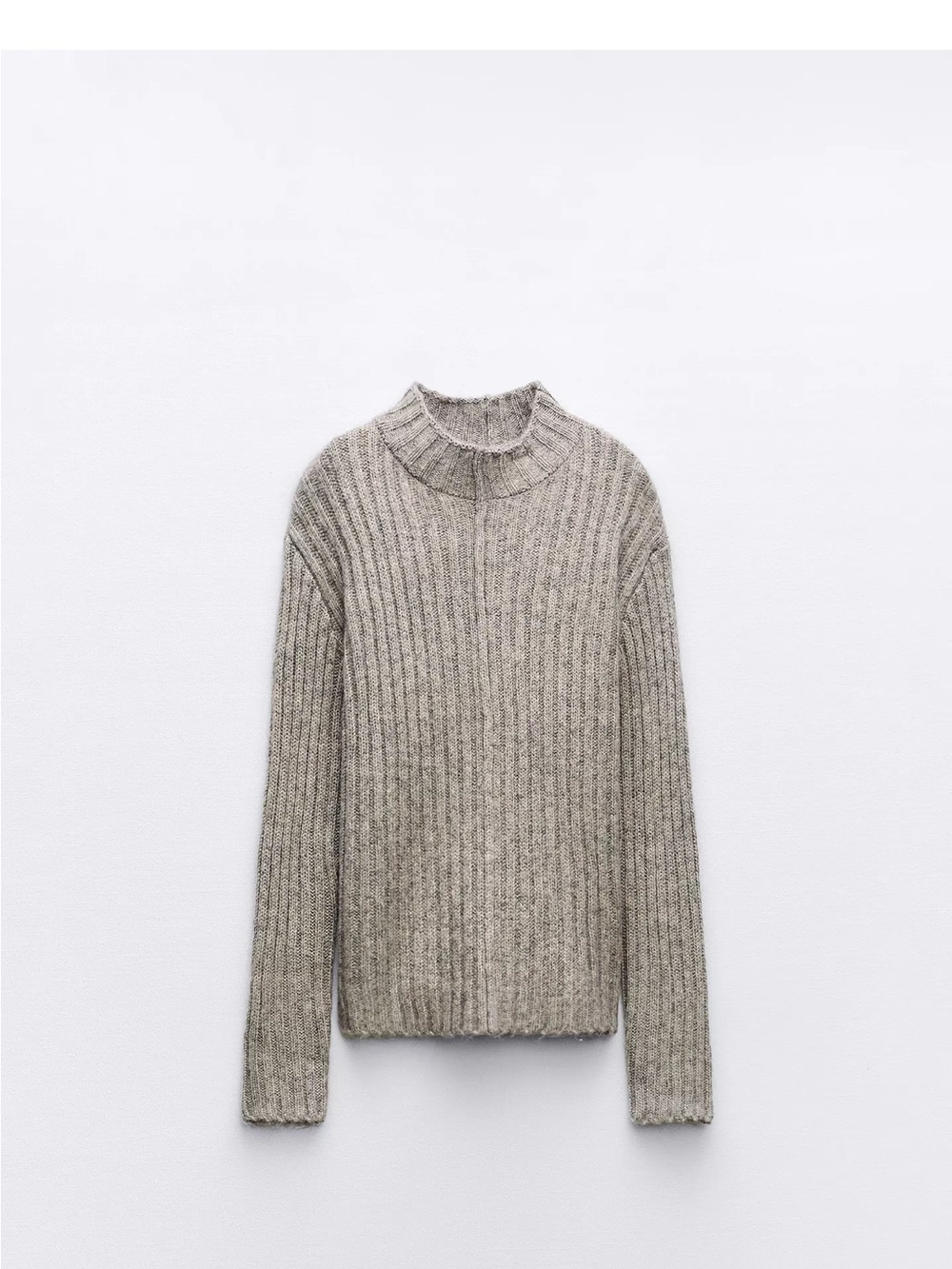 Zara Ribbed Mock Neck Sweater - Light Taupe